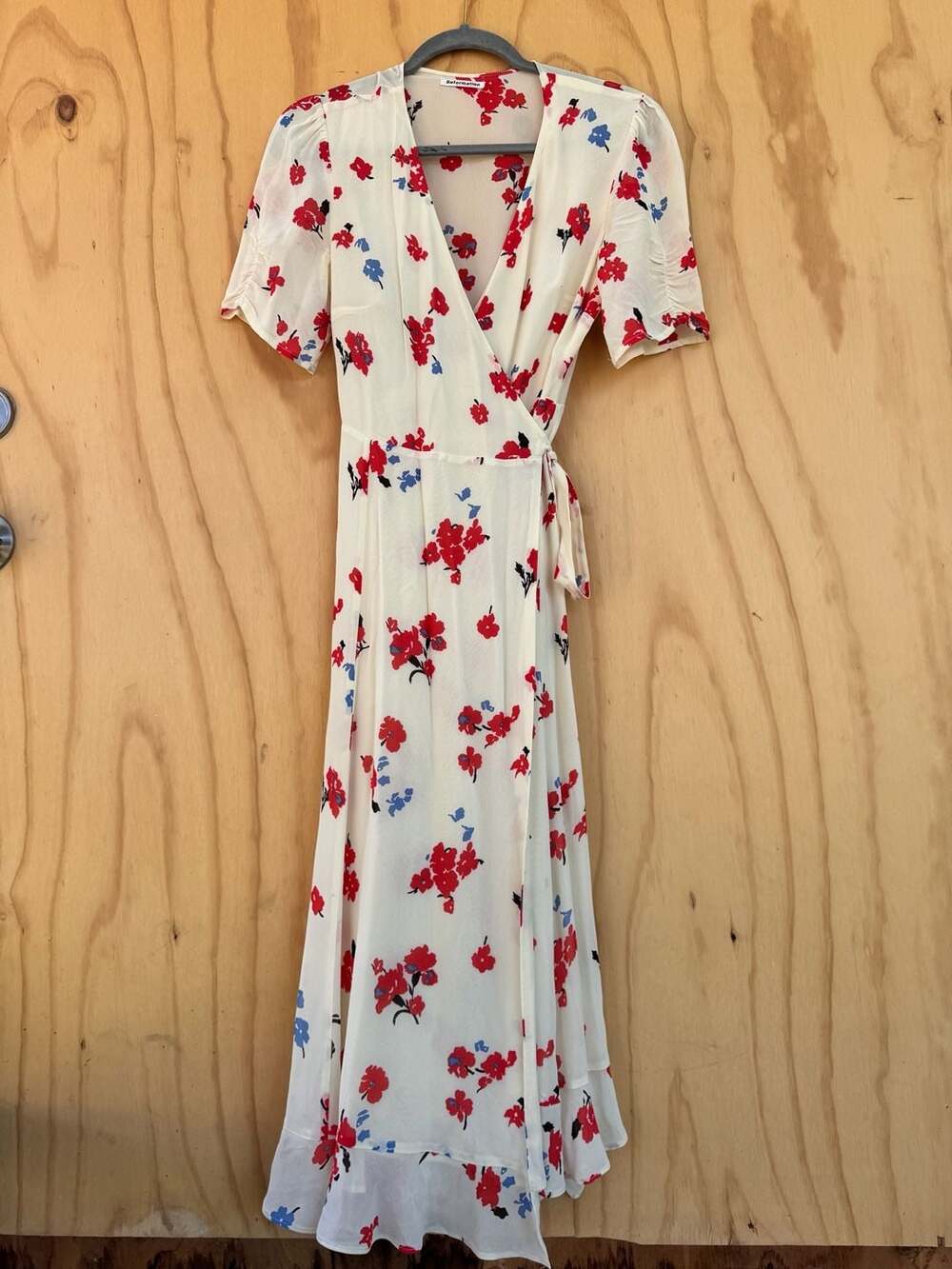Reformation Cream Floral Wrap Midi Dress  | Feminine Summer Dress . Small